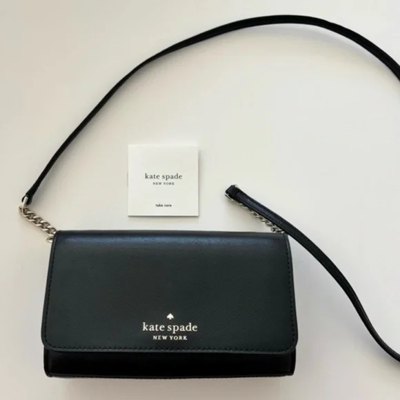 kate spade Black Crossbody with Gold Chain NWT - Picture 2 of 6